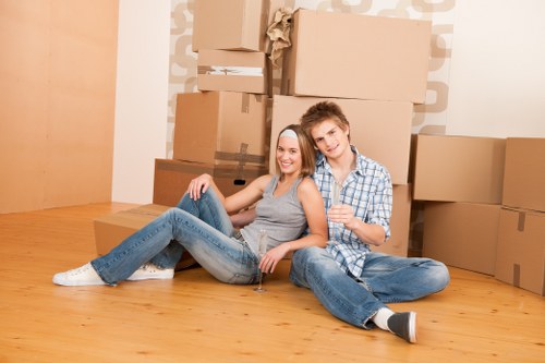 Storage unit concept showing organized boxes and furniture in Colneyhatch