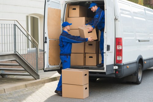 Removal van and packed boxes for Colneyhatch moving service
