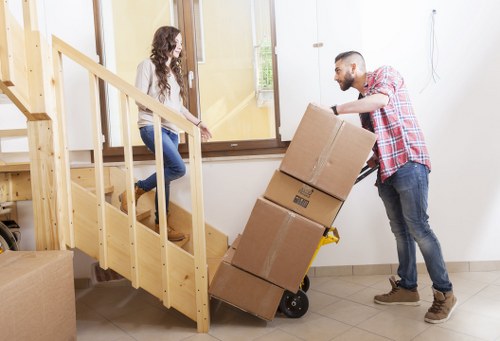 Professional movers handling furniture for removals in Colneyhatch